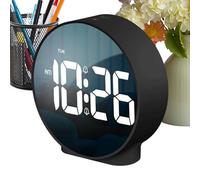 Modern Clock, Mirror LED Digital Clock, 3.94x3.94x1.38 inches Sleek Display Temperature Mode with Adjustable, Stylish Desk Decor for Kitchen, Dorm, Living Room, Bedroom, Bathroom and Classroom