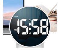 Modern Clock, Mirror LED Digital Clock, 3.94x3.94x1.38 inches Sleek Display Temperature Mode with Adjustable, Stylish Desk Decor for Kitchen, Dorm, Living Room, Bedroom, Bathroom and Classroom