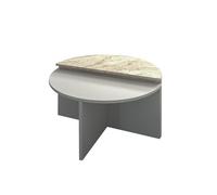 Modern Coffee Table Set (2 Pieces), Grey & Travertine, 70 cm | 100% Melamine Coated Particle Board 18 mm Table | Stylish Marble Design for Contemporary Living Spaces