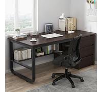 Modern Computer Desk with Bookshelf Home Office Table for Writing & Work Stylish PC Workstation with 3 Drawers.