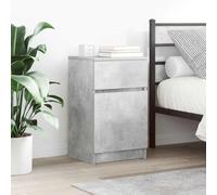 Modern Concrete Gray Nightstand 39x35x65 cm with Spacious Storage, Engineered Wood Bedside Table for Bedroom, Sturdy & Easy to Clean, Left/Right Opening Door
