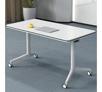 Modern Conference Room Table, Folding Conference Table, Rectangular Training Desk, White Meeting Desk with Silent Wheels, for Meeting Room,Classroom 1pcs 180cm