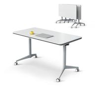 Modern Conference Room Table, Folding Conference Table, Rectangular Training Desk, White Meeting Desk with Silent Wheels, for Meeting Room,Classroom 2pcs 120cm