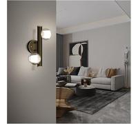 Modern Copper Wall Lamp Double Head Glass Lampshade Three Color Light Bedroom Bedside Study Porch,Araña
