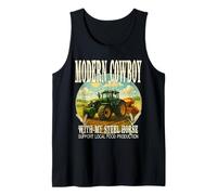 MODERN COWBOY WITH MY STEEL HORSE apoya comida local. Camiseta sin Mangas
