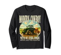 MODERN COWBOY WITH MY STEEL HORSE apoya comida local. Manga Larga