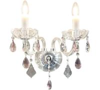 Modern Creative Candle Shape Double Head Wall Light European Crystal Tassel Trim Wall Lamp Tri Color Dimmable Wall Sconce E12/14 Base for Bedroom Vanity Living Room