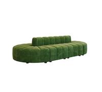 Modern Curved Pumpkin Channel Tufted Sofa, Multi-Size Velvet Upholstered Sectional with Solid Wood Frame, Accent Furniture for Living Room(L)