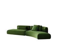 Modern Curved Velvet Sectional Sofa, Oversized L-Shaped Upholstered Couch with Throw Pillows for Living Room(B,3.5m)