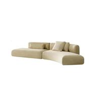 Modern Curved Velvet Sectional Sofa, Oversized L-Shaped Upholstered Couch with Throw Pillows for Living Room(A,3.5m)