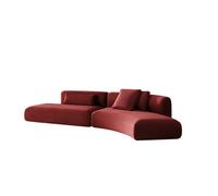 Modern Curved Velvet Sectional Sofa, Oversized L-Shaped Upholstered Couch with Throw Pillows for Living Room(C,3.2m)