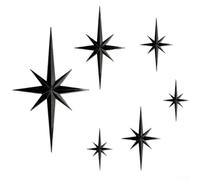 Modern Decor - Juego de 6 esculturas de pared retro de estrellas 3D, decoración celestial de plástico para el hogar con dije vintage para sala de estar, plateado, negro y dorado (es negro)