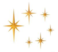 Modern Decor Retro 3D Star, juego de escultura artística de pared, plástico impreso en 3D, decoración celestial del hogar, con encanto vintage para sala de estar, plata, negro-dorado (dorado)