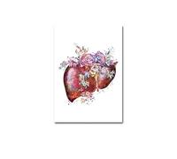 Modern Decoration Canvas pinting Anatomy Art Medical Floral Organs Heart Lung Póster Impresión Educación for estudiantes Fotos de hospital(202101NQ409G,A2 42x60cm No Frame)