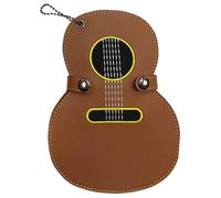 Modern Design Guitar Picks Holder Case, PU Leather Pick Storage Pouch, 17 Ranuras Keychain Guitar Pick Storage Box, Waterproof Dustproof Guitar Accessories 17.1×12.7cm for Players, Brown, Black Color,