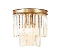 Modern E14/E12 Base Wall Lamp American Nostalgia Crystal Wrought Iron Sconces Black/Gold Hallway Simple Light for Bedroom Living Room