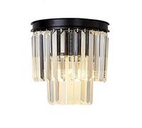 Modern E14/E12 Base Wall Lamp American Nostalgia Crystal Wrought Iron Sconces Black/Gold Hallway Simple Light for Bedroom Living Room
