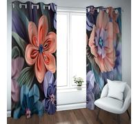 Modern Elegance Cortinas Opacas para Dormitorio Origami artística con Estampado Floral Cortinas térmicas insonorizadas Cortinas para salón 2 Paneles (W200xL245cm Cada uno)