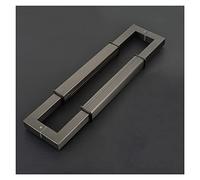 Modern Entry Door Handle Heavy Duty Metal Sliding Barn Door Handle, Contemporary Replacement Rectangular Shape Entry Push Pull Grab Bar, Two-Side Design(Black B,120cm(47.2in))