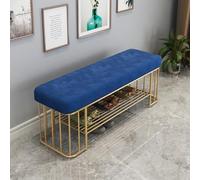 Modern Entryway Bench with Shoe Storage, Gold Metal Frame & Soft Cushion