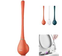 Modern Flexible Silicone Toilet Caspa for Home, 2025 New Silicone Toilet Brush and Holder Set, Toilet Wand Cleaning Kit Wall Mounted (Orange)