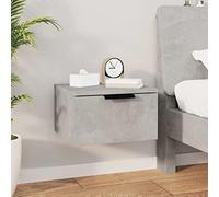 Modern Floating Nightstand Wall Mounted Concrete Gray 34x30x20 cm with Storage Shelf, Space Saving Bedside Table for Small Spaces, Sturdy Plywood Design Holds 60kg