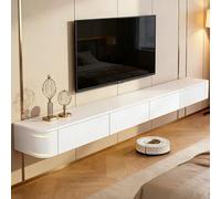 Modern Floating TV Stand with Storage Wall Mounted Media Console Entertainment Center For 47-118 Inch TV Solid Wood TVs Cabinet with Drawers & Shelves For Living Room Bedroom(White,110.2IN)