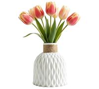 Modern Flower Vase - Textured Ceramic Planter Decor Small Flower Pot, 5.71x4.72x4.72 Inches Elegant Tabletop Vase for Coffee Table Living Room Home Indoor Wedding Housewarming Decoration