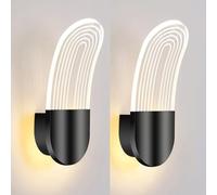 Modern Gold Wall Sconces, Bedroom 2 Pack Dimmable Metal Lighting Fixtures, Simple Clear Acrylic Light Guide Plate Lamps for Living Room Bathroom Hallway