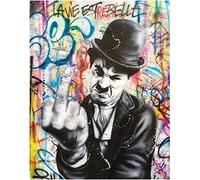 Modern Graffiti Art Street Pop Art Charlie Chaplin Canvas Painting Poster e Print Wall Art Picture para sala de estar, decoración del hogar, hotel, sin marco,30 × 45cm
