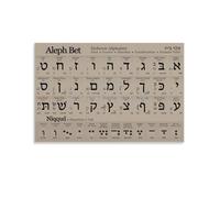 Modern Hebrew Alphabet Print - Clean Design Learning Poster & Study Guide Chart, Hebrew Language Wall Art for Office, Study Room or Dorm Decor(Unframed,16x24inch(40x60cm))