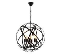 Modern Industrial Chandelier, Black Metal Body, 90 cm de altura x 50 cm de diámetro, 6 x E14 Max 40 W | Iluminación elegante para espacios en casa y oficina
