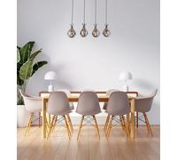 Modern Industrial Chandelier, negro y bronce, 80 cm de largo, 70 x 13 cm | Cuerpo de metal, tapa de cristal, 4 x E27 Max 6 W | Iluminación elegante para el hogar y la oficina
