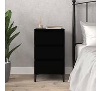 Modern Industrial Nightstand Black 40x35x70 cm - Plywood with Metal Legs, 3 Drawers for Bedroom Living Room, Sturdy & Moisture-Resistant Side Table for Home Decor