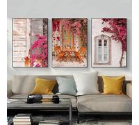 Modern Landscape Mediterranean Greece Italian Begonia Olive Tree Landscape Poster Canvas Paintings Wall Art Home Decor(60x80cm/3PCS Frameless)