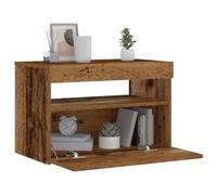 Modern LED Night Stand with RGB Lights - Vintage Wood Bedside Table 60x35x40 cm USB Powered Storage Cabinet for Bedroom, Living Room - Engineered Wood with Display Shelf