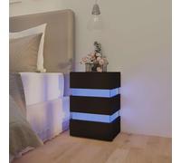 Modern LED Night Stand with USB Port - Engineered Wood Bedside Table with Storage Shelf Black Nightstand 45x35x67 cm for Bedroom, Living Room Easy Assembly & Touch Control