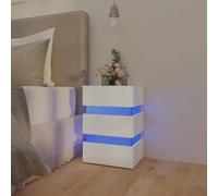 Modern LED Night Stand with USB Port, White Engineered Wood Bedside Table with Storage Shelf, 45x35x67 cm, Touch Control for Bedroom, Living Room