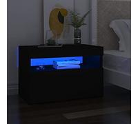 Modern LED Night Stands 2 Pack with RGB Lights, Engineered Wood Bedside Table with USB Port, Black End Table for Bedroom Living Room, 60x35x40cm Storage Organizer for Books Remote Control