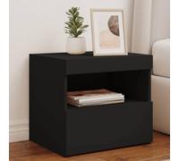Modern LED Nightstand Black 50x40x45 cm with RGB Lights, Engineered Wood Bedside Table with USB Port, Adjustable Lighting for Bedroom Decor, Storage Shelf for Books & Remote