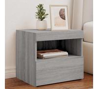 Modern LED Nightstand Gray Sonoma 50x40x45 cm with RGB Lights, Engineered Wood Bedside Table with USB Port, Adjustable Lighting for Bedroom Decor, Storage Shelf for Books & Remote