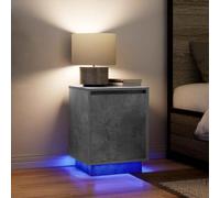 Modern LED Nightstand Set of 2, Concrete Gray Bedside Table with RGB Lights, 38x34x50 cm, Engineered Wood, USB Powered, Wall Mountable, Stylish Storage for Bedroom