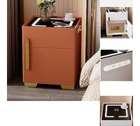 Modern LED Nightstand with Safe and Charging Station Smart Bedside Table with Drawer for Bedroom or Office Orange Smart Size 15.7in