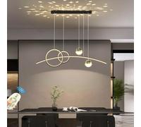 Modern LED Suspension Lamp with Remote Dimmable Ceiling Light for Dining Room Kitchen Office and Bedroom 100cm Black Chandelier Design