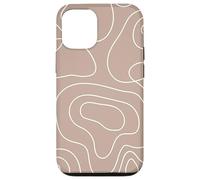 Modern Line Art Abstract Circles Pattern Beige Light Brown Carcasa para iPhone 12/12 Pro