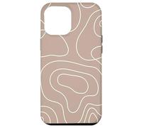 Modern Line Art Abstract Circles Pattern Beige Light Brown Carcasa para iPhone 12 Pro MAX