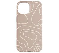 Modern Line Art Abstract Circles Pattern Beige Light Brown Carcasa para iPhone 15