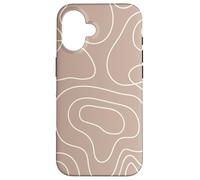 Modern Line Art Abstract Circles Pattern Beige Light Brown Carcasa para iPhone 16