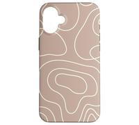Modern Line Art Abstract Circles Pattern Beige Light Brown Carcasa para iPhone 16 Plus