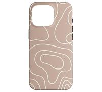 Modern Line Art Abstract Circles Pattern Beige Light Brown Carcasa para iPhone 16 Pro